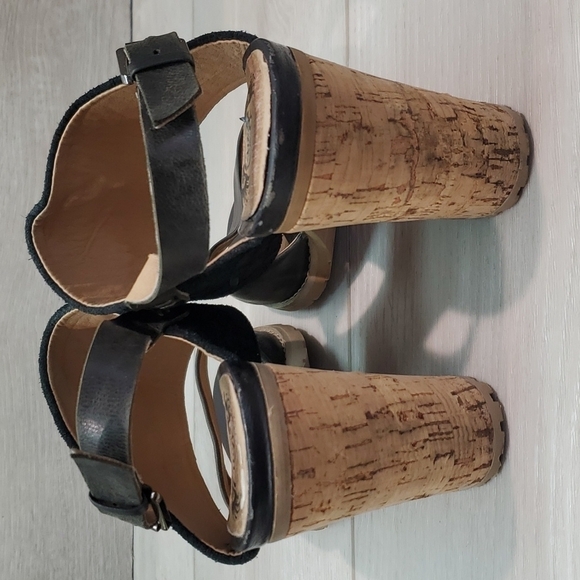 Von Dutch Womens Twotimer Leather Ankle Cork Block Heels shoes sz 7.5M - Picture 5 of 14